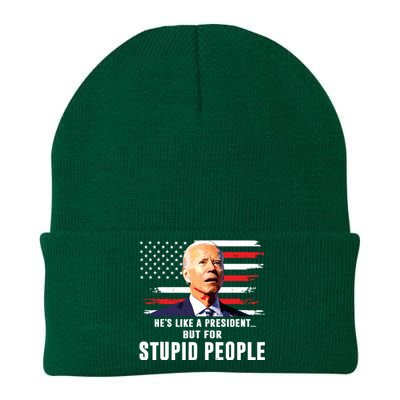 Anti Biden Hes Like A Presidentbut For Stupid People Flag Knit Cap Winter Beanie