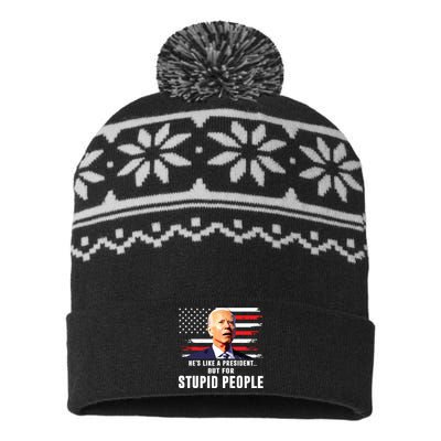 Anti Biden Hes Like A Presidentbut For Stupid People Flag USA-Made Snowflake Beanie