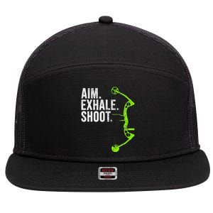 Archery Bow Hunting Aim Exhale Shoot 7 Panel Mesh Trucker Snapback Hat