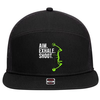 Archery Bow Hunting Aim Exhale Shoot 7 Panel Mesh Trucker Snapback Hat