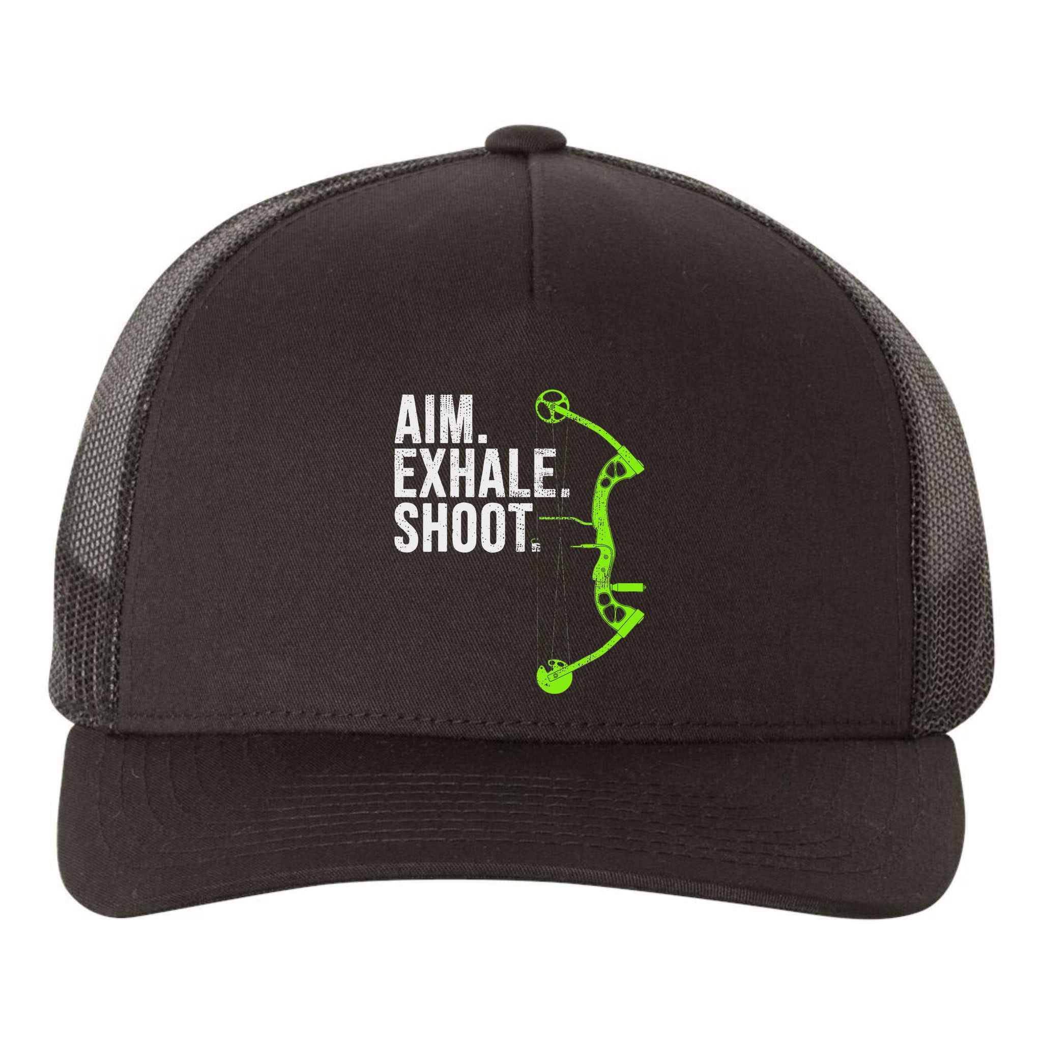 Archery Bow Hunting Aim Exhale Shoot Yupoong Adult 5-Panel Trucker Hat