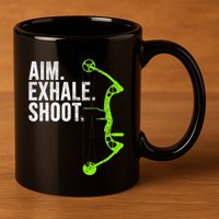 Archery Bow Hunting Aim Exhale Shoot 11oz C Handle Ceramic Mug