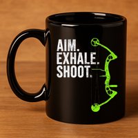 Archery Bow Hunting Aim Exhale Shoot 11oz C Handle Ceramic Mug