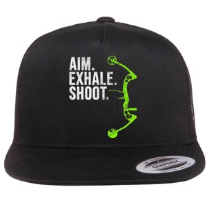 Archery Bow Hunting Aim Exhale Shoot Flat Bill Trucker Hat