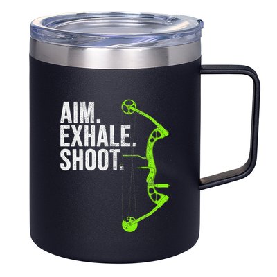 Archery Bow Hunting Aim Exhale Shoot 12oz Stainless Steel Coffee Mug
