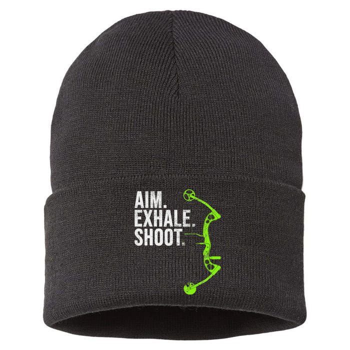 Archery Bow Hunting Aim Exhale Shoot Sustainable Knit Beanie