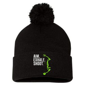 Archery Bow Hunting Aim Exhale Shoot Pom Pom 12in Knit Beanie