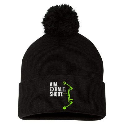 Archery Bow Hunting Aim Exhale Shoot Pom Pom 12in Knit Beanie