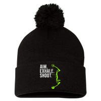 Archery Bow Hunting Aim Exhale Shoot Pom Pom 12in Knit Beanie