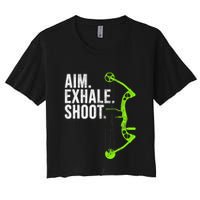 Archery Bow Hunting Aim Exhale Shoot Women's Crop Top Tee