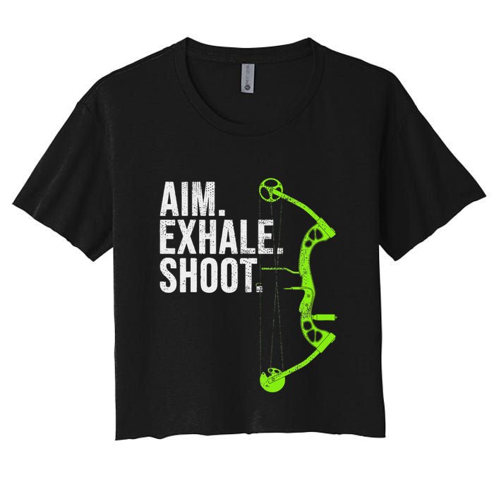 Archery Bow Hunting Aim Exhale Shoot Women's Crop Top Tee