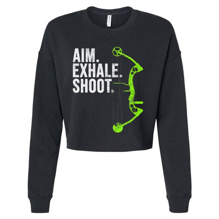 Archery Bow Hunting Aim Exhale Shoot Cropped Pullover Crew