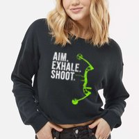Archery Bow Hunting Aim Exhale Shoot Cropped Pullover Crew