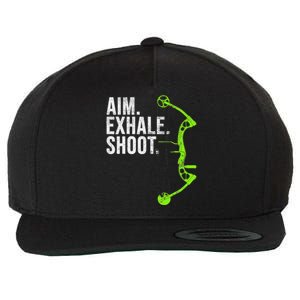 Archery Bow Hunting Aim Exhale Shoot Wool Snapback Cap