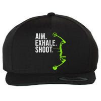 Archery Bow Hunting Aim Exhale Shoot Wool Snapback Cap