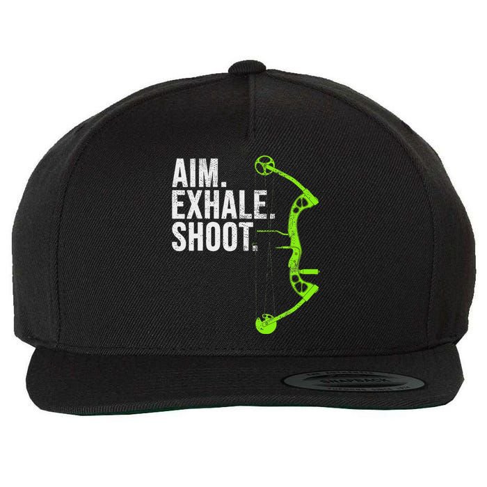 Archery Bow Hunting Aim Exhale Shoot Wool Snapback Cap