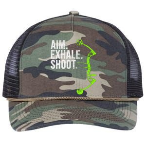 Archery Bow Hunting Aim Exhale Shoot Retro Rope Trucker Hat Cap