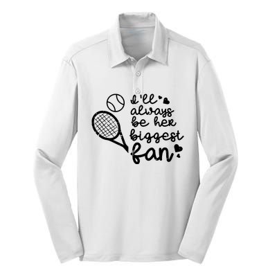 Always Be Her Biggest Fan Tennis Mom Dad Boyfriend Silk Touch Performance Long Sleeve Polo