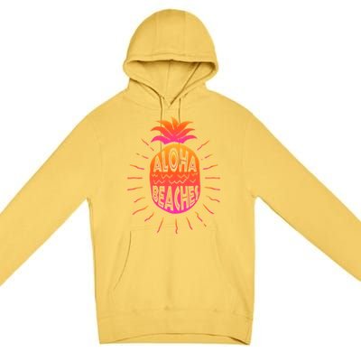 Aloha Beaches Hawaii Beach Summer Vacation Funny Gift Premium Pullover Hoodie