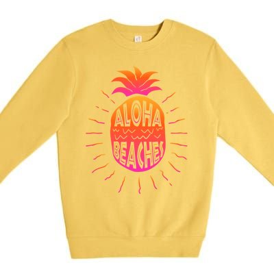 Aloha Beaches Hawaii Beach Summer Vacation Funny Gift Premium Crewneck Sweatshirt