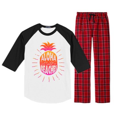 Aloha Beaches Hawaii Beach Summer Vacation Funny Gift Raglan Sleeve Pajama Set