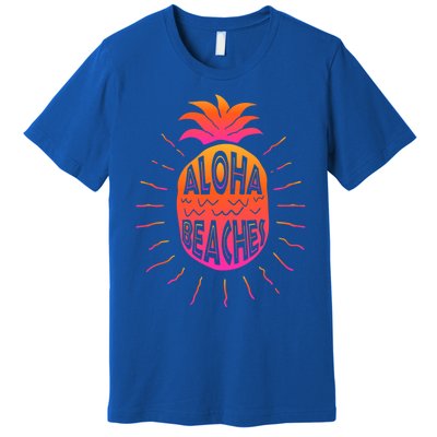 Aloha Beaches Hawaii Beach Summer Vacation Funny Gift Premium T-Shirt