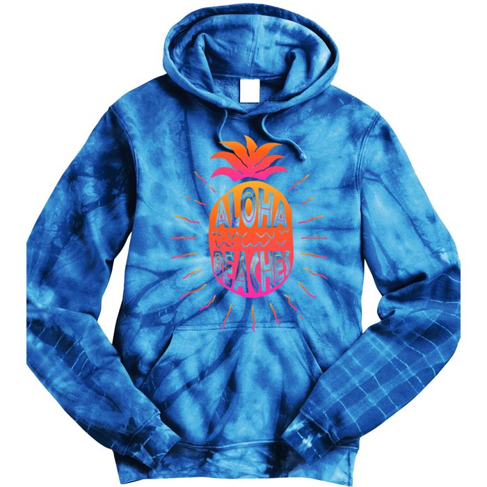 Aloha Beaches Hawaii Beach Summer Vacation Funny Gift Tie Dye Hoodie