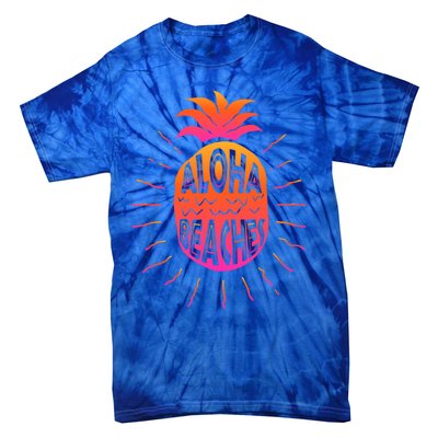 Aloha Beaches Hawaii Beach Summer Vacation Funny Gift Tie-Dye T-Shirt