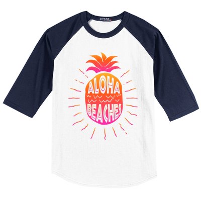 Aloha Beaches Hawaii Beach Summer Vacation Funny Gift Baseball Sleeve Shirt