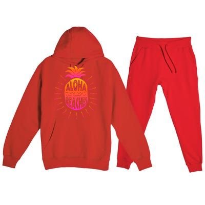 Aloha Beaches Hawaii Beach Summer Vacation Funny Gift Premium Hooded Sweatsuit Set