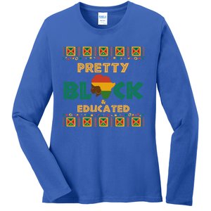 Afro Black History Month African Pretty Black And Educated Gift Ladies Long Sleeve Shirt