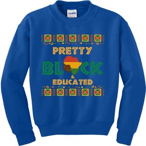 Afro Black History Month African Pretty Black And Educated Gift Kids Sweatshirt