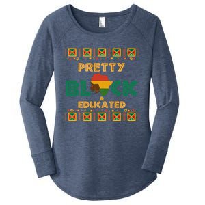 Afro Black History Month African Pretty Black And Educated Gift Women's Perfect Tri Tunic Long Sleeve Shirt