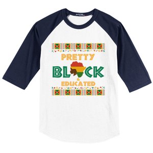 Afro Black History Month African Pretty Black And Educated Gift Baseball Sleeve Shirt