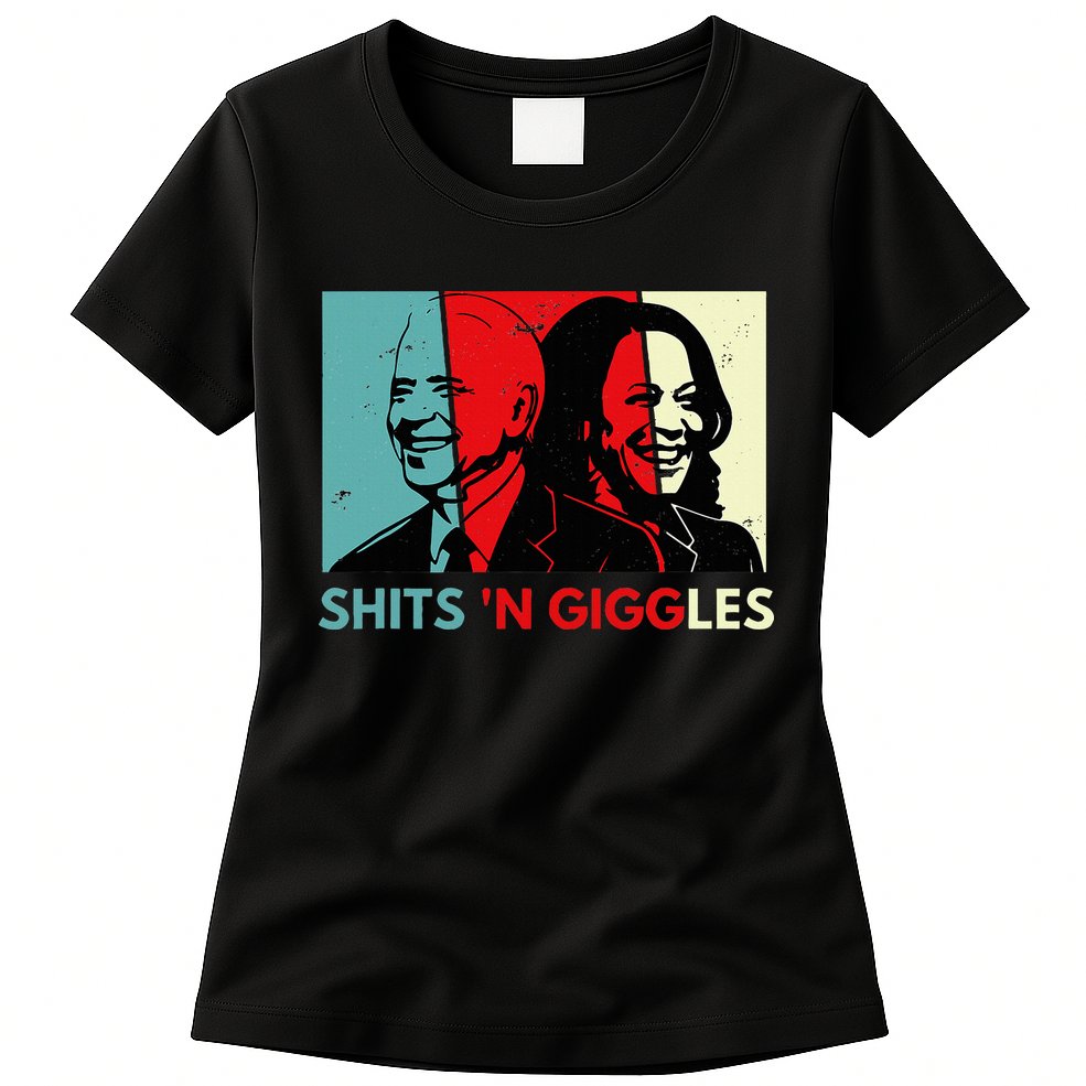 Anti Biden Harris Shits N Giggles Political Gift Womens T-Shirt