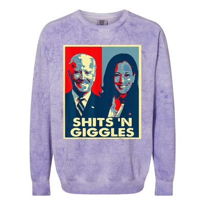 Anti Biden Harris Shits N Giggles Political Colorblast Crewneck Sweatshirt