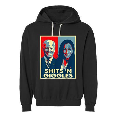 Anti Biden Harris Shits N Giggles Political Garment-Dyed Fleece Hoodie