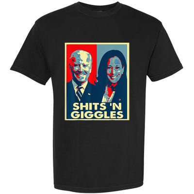 Anti Biden Harris Shits N Giggles Political Garment-Dyed Heavyweight T-Shirt