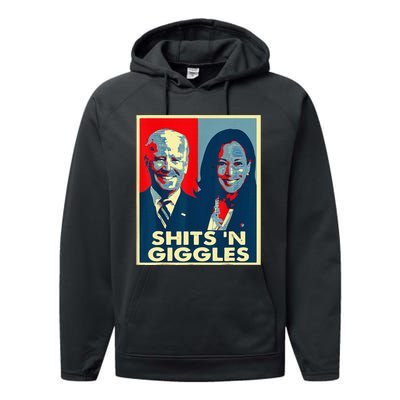 Anti Biden Harris Shits N Giggles Political Performance Fleece Hoodie