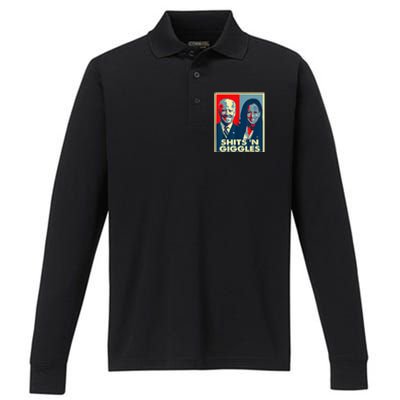 Anti Biden Harris Shits N Giggles Political Performance Long Sleeve Polo