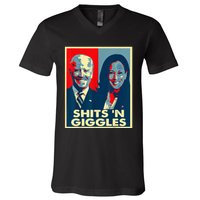 Anti Biden Harris Shits N Giggles Political V-Neck T-Shirt