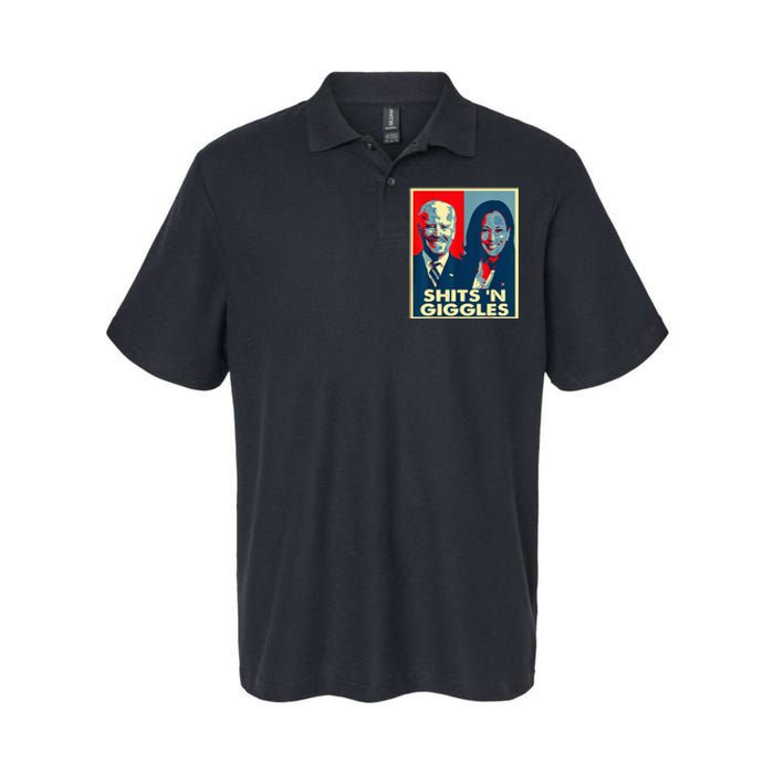 Anti Biden Harris Shits N Giggles Political Softstyle Adult Sport Polo