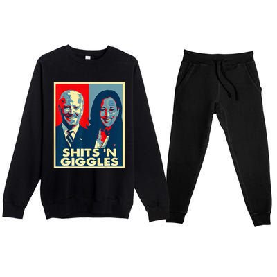 Anti Biden Harris Shits N Giggles Political Premium Crewneck Sweatsuit Set