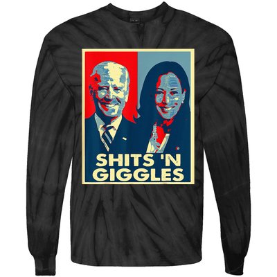 Anti Biden Harris Shits N Giggles Political Tie-Dye Long Sleeve Shirt