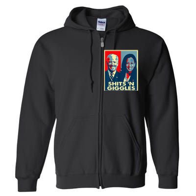 Anti Biden Harris Shits N Giggles Political Full Zip Hoodie