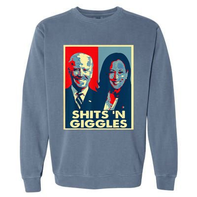 Anti Biden Harris Shits N Giggles Political Garment-Dyed Sweatshirt