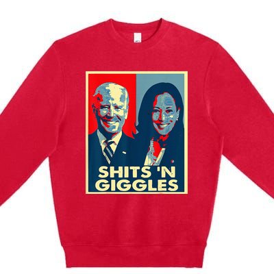 Anti Biden Harris Shits N Giggles Political Premium Crewneck Sweatshirt