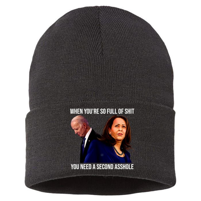 Biden Shirt Funny Anti Biden Harris Design Sustainable Knit Beanie