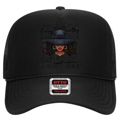 African Black History African American Ladies Juneteenth High Crown Mesh Back Trucker Hat