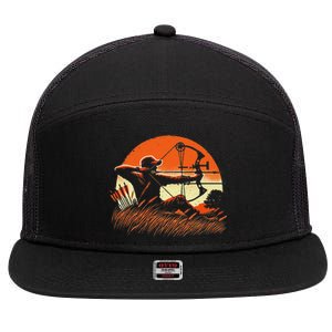 Archery Bow Hunter Deer Mule Elk Bow Hunting 7 Panel Mesh Trucker Snapback Hat